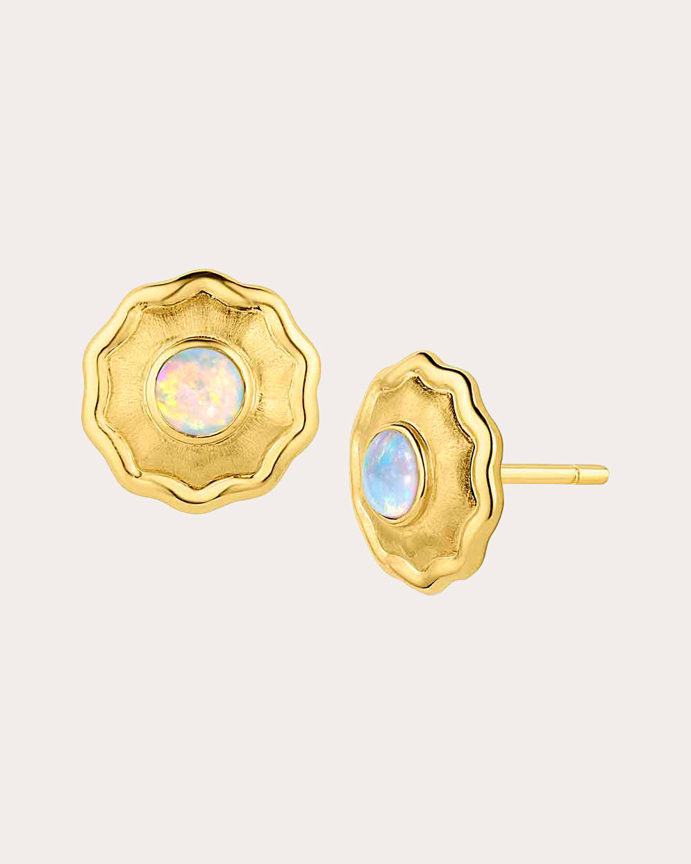So Wavy 18K Gold Opal Stud Earrings