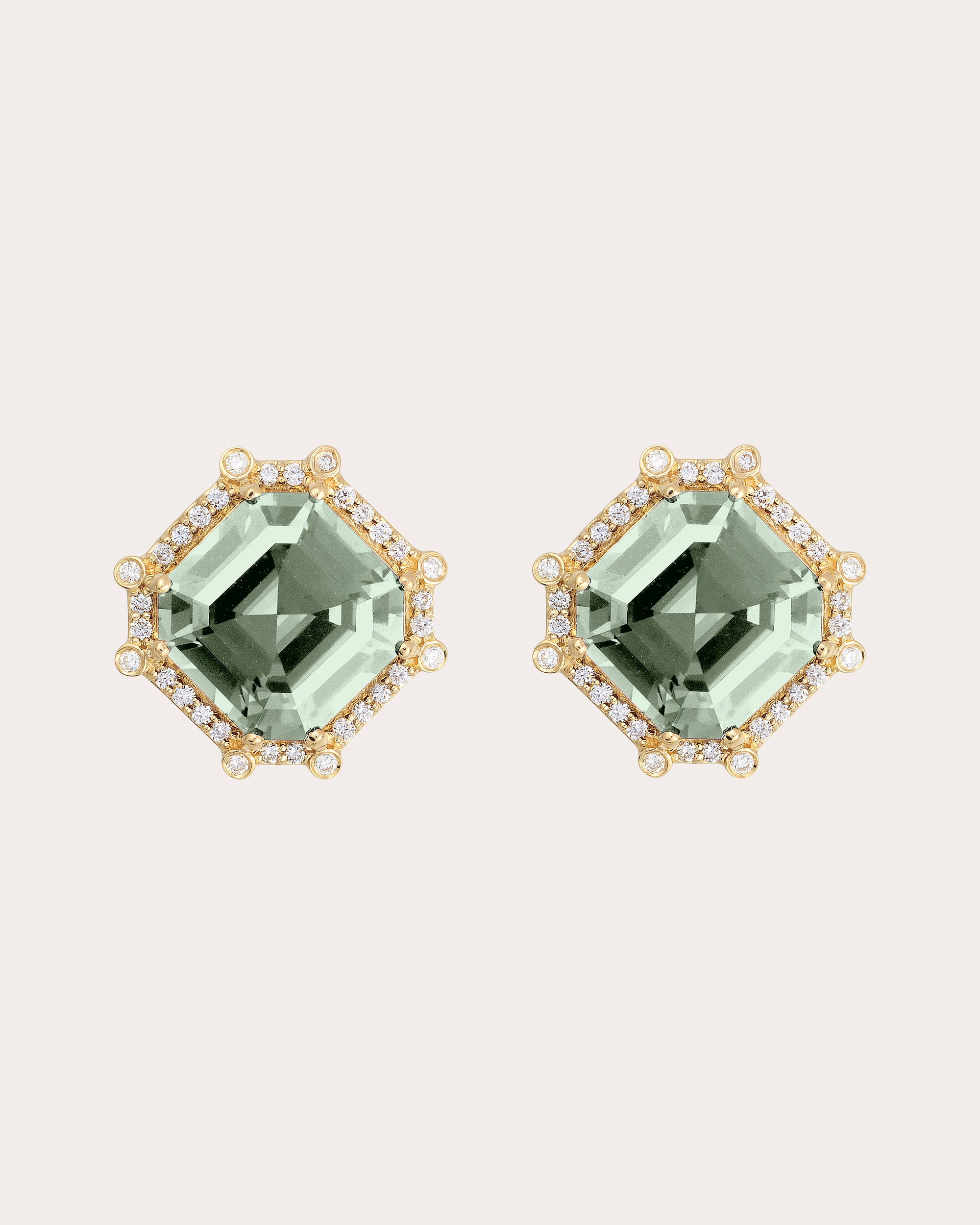 Prasiolite & Diamond Gossip Asscher Stud Earrings