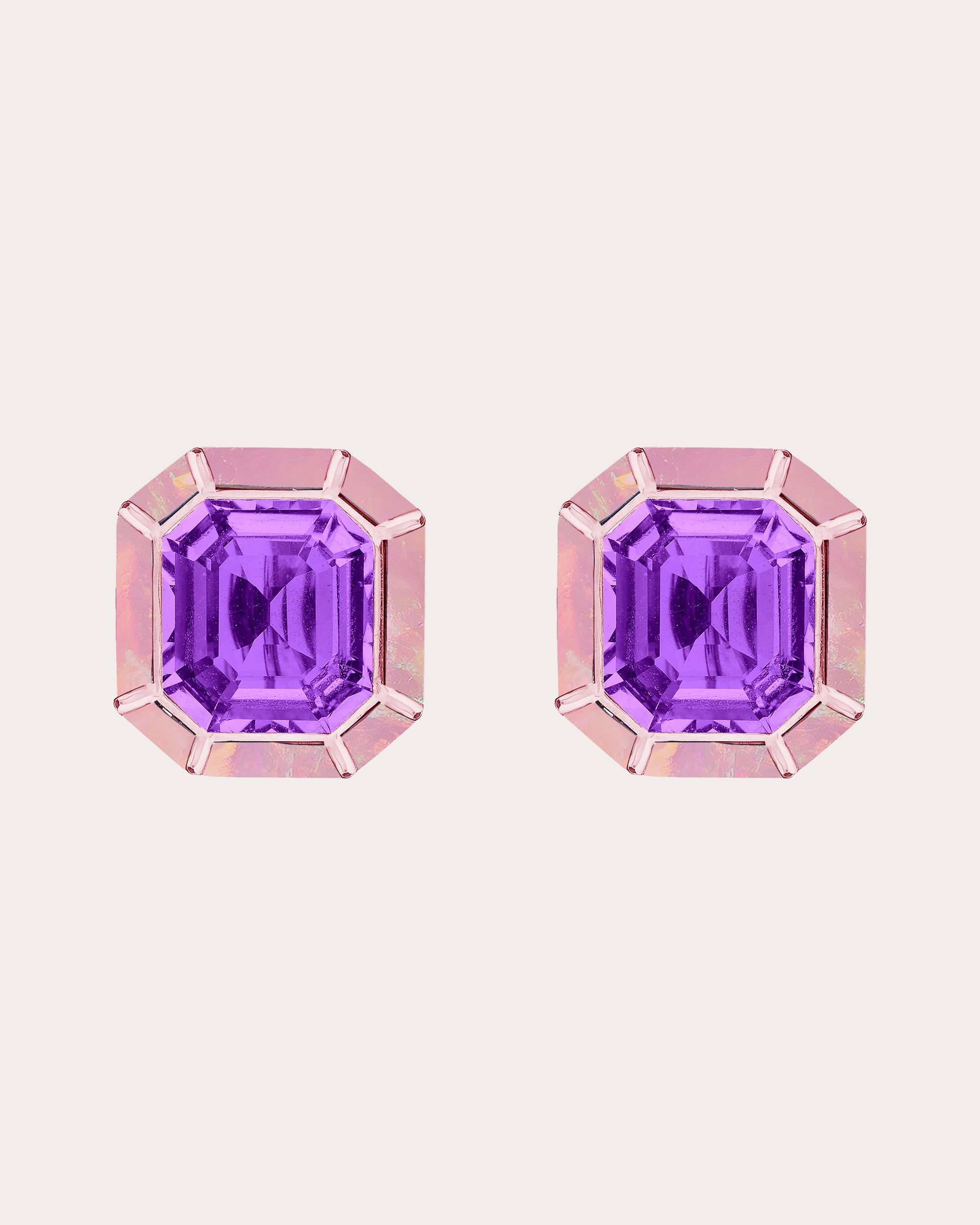 Amethyst & Pink Opal Mélange Stud Earrings