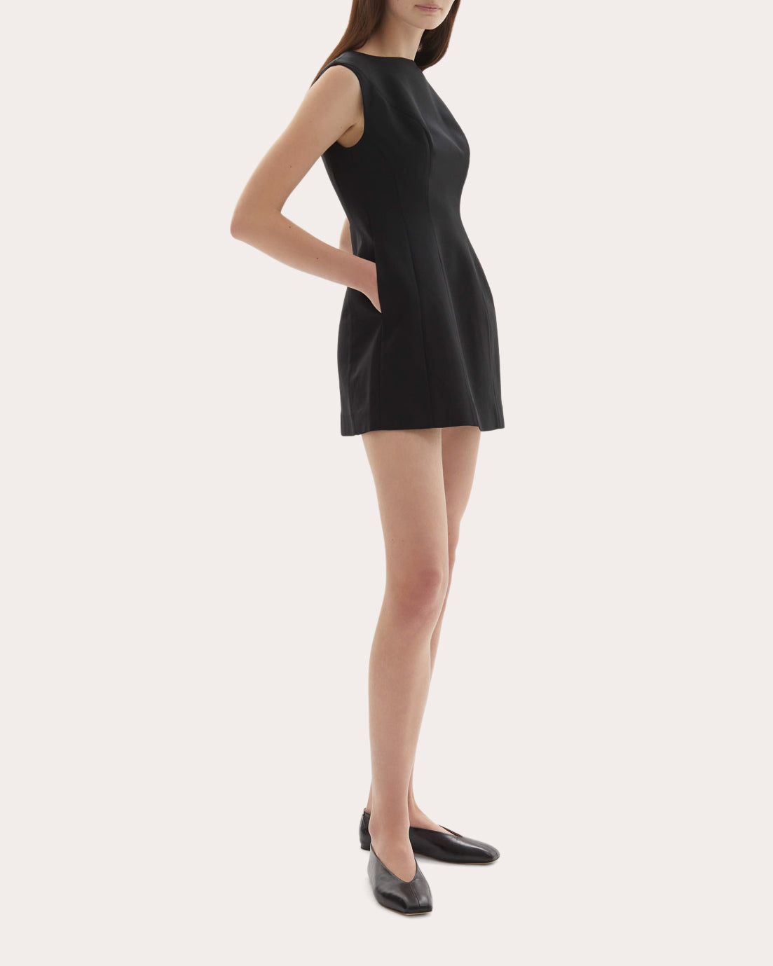 boatneck mini dress JOAEN Women's Kelli Wool Structured Boatneck Mini Dress in Black Size Medium