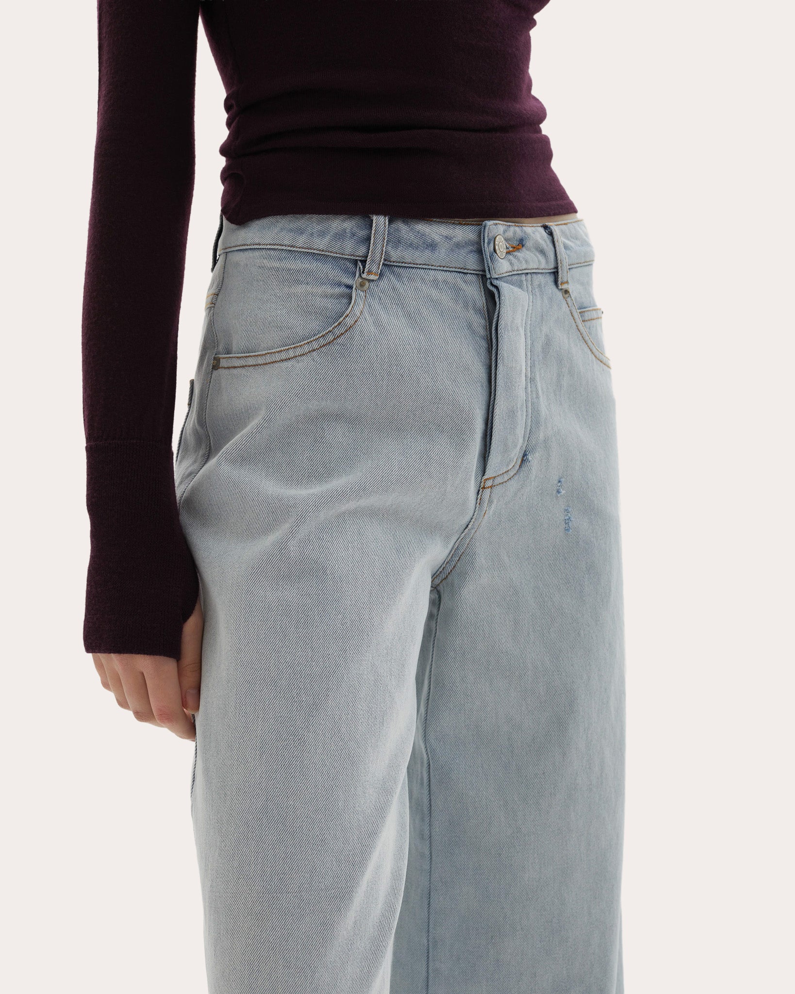 Adrianne Washed Raw-Hem Wide-Leg Jeans