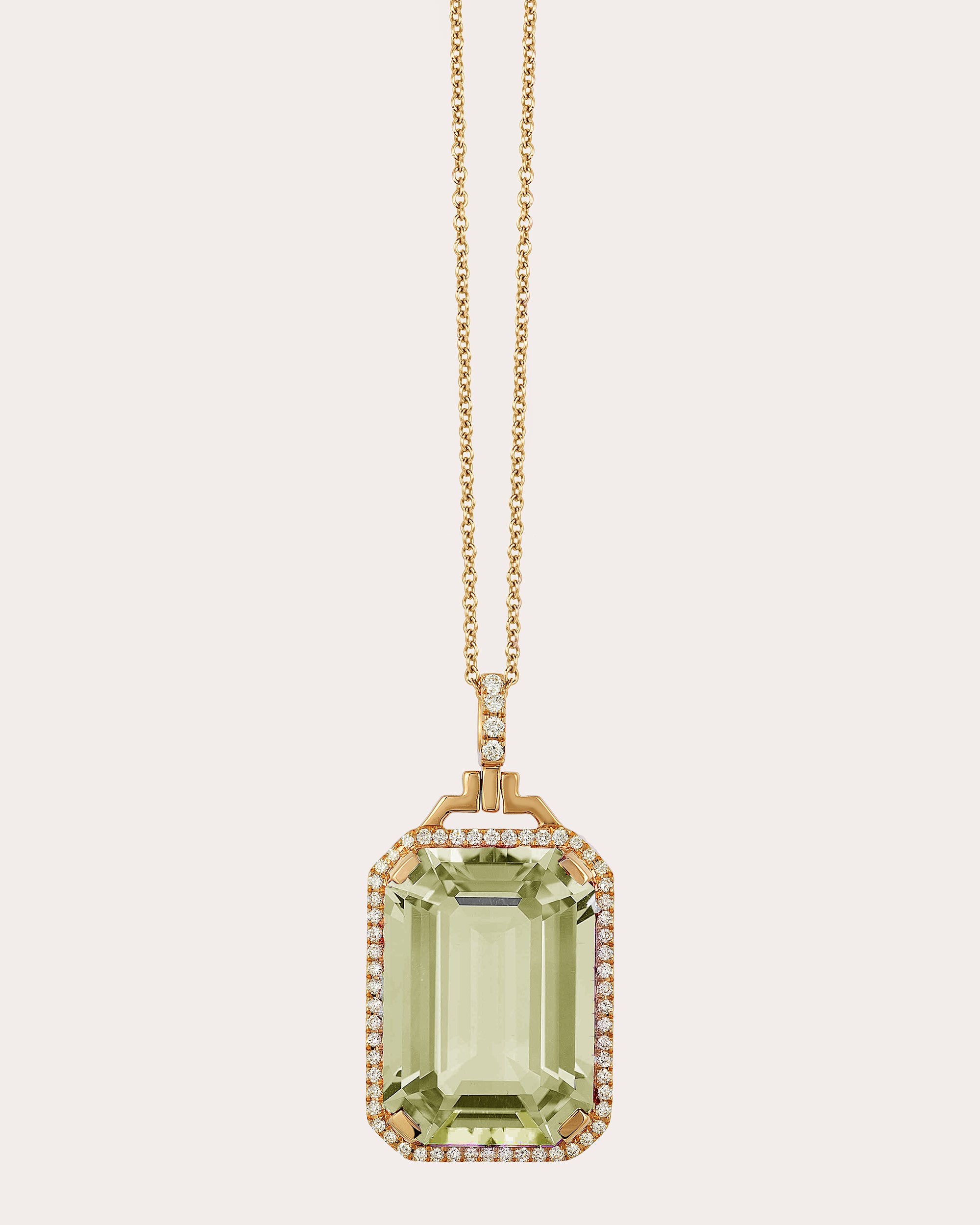 Prasiolite & Diamond Gossip Pendant Necklace