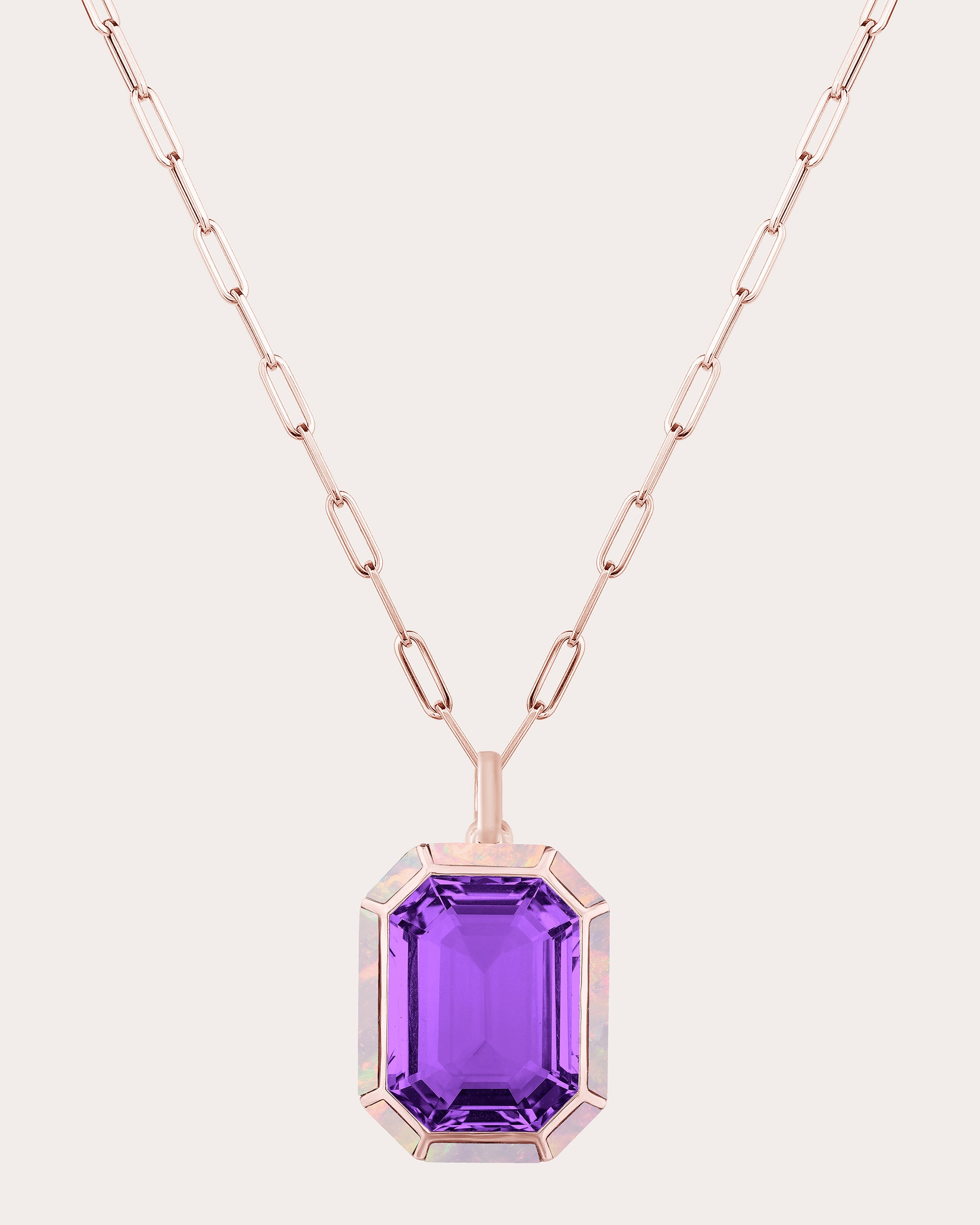 Amethyst & Pink Opal Mélange Pendant Necklace