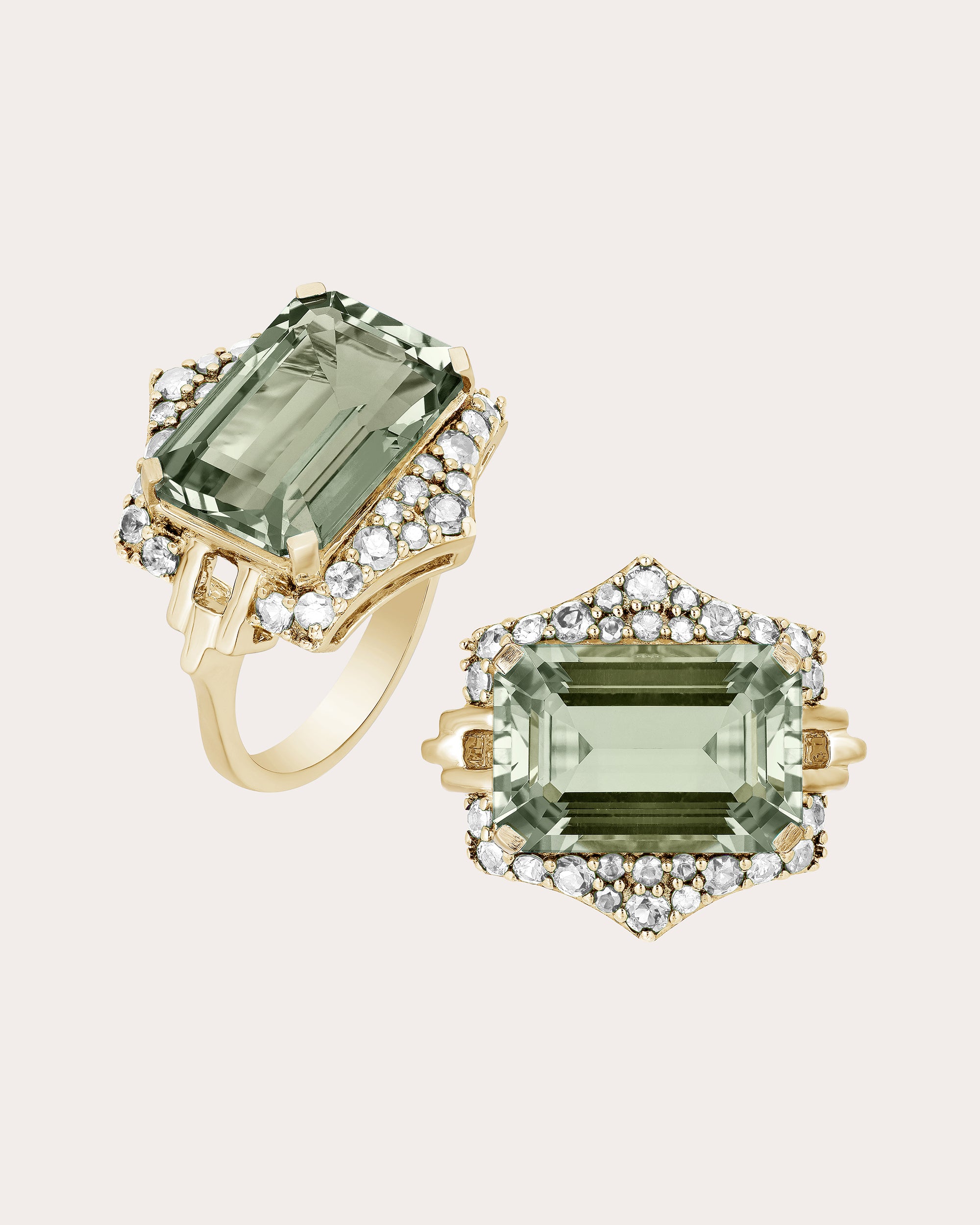 Prasiolite & Diamond Rainforest Ring