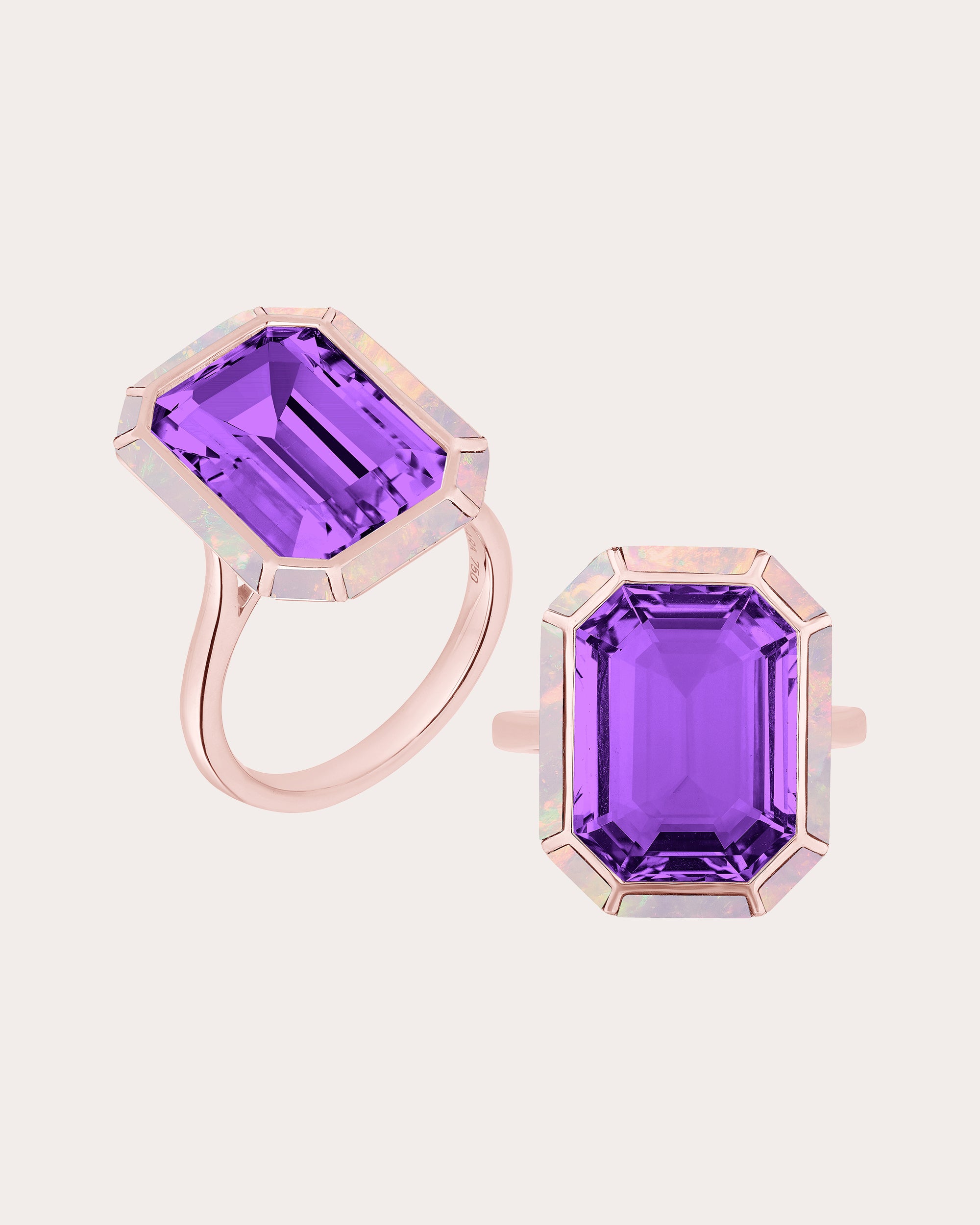 Amethyst & Pink Opal Melange Ring