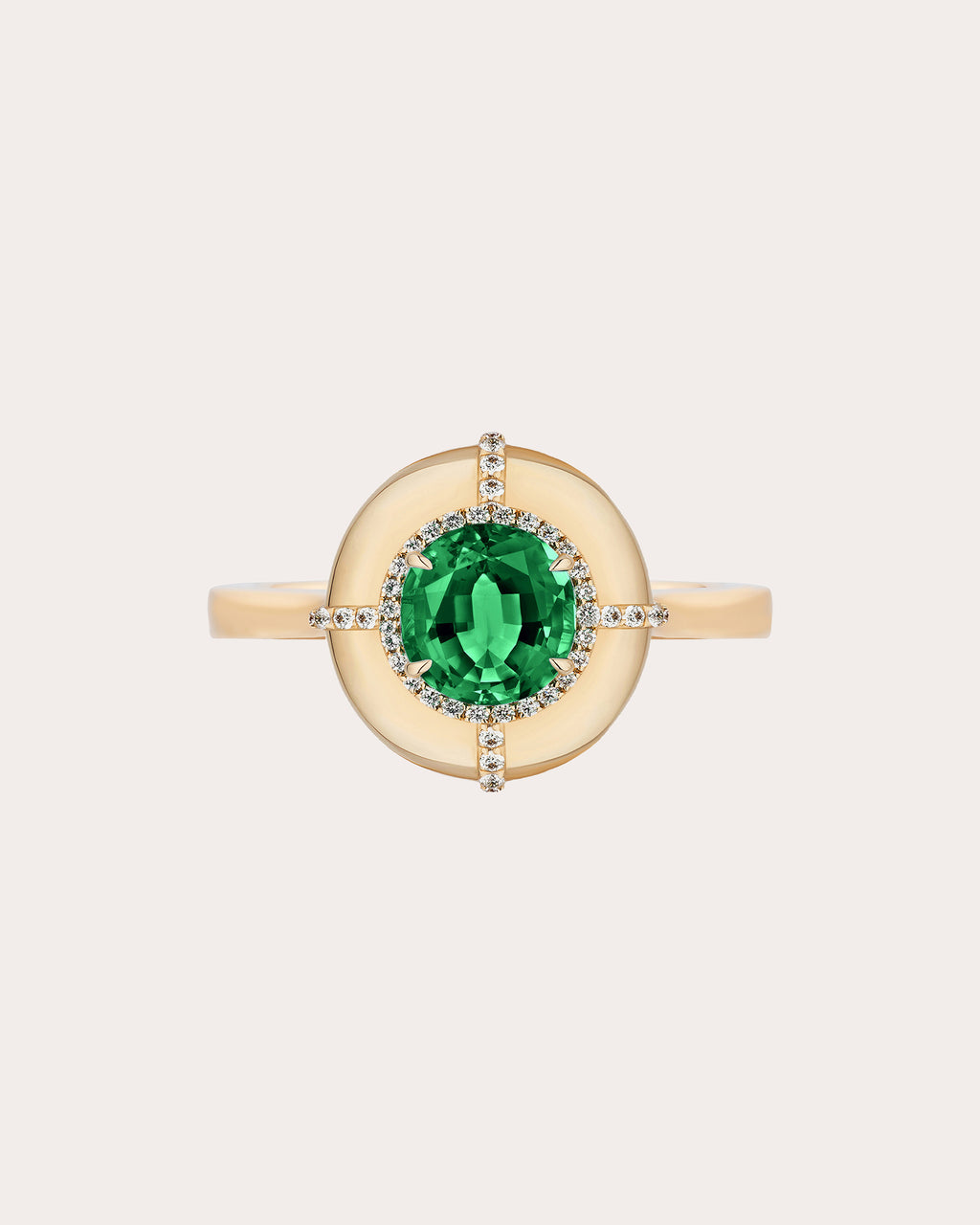 Emerald & Diamond G-Classics Round Medallion Ring