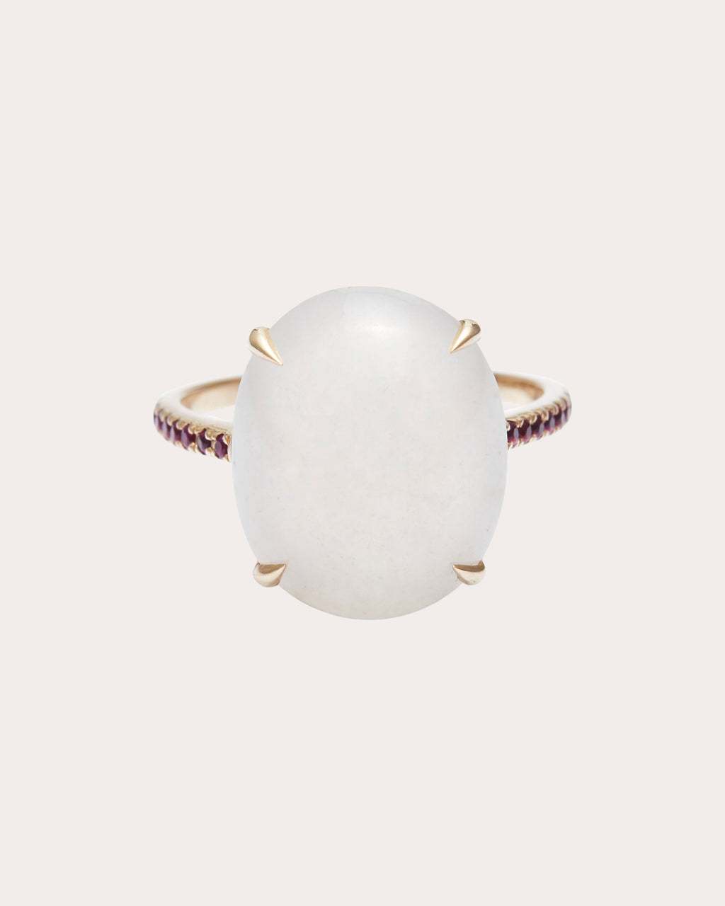 White Jadeite & Ruby Globe Ring