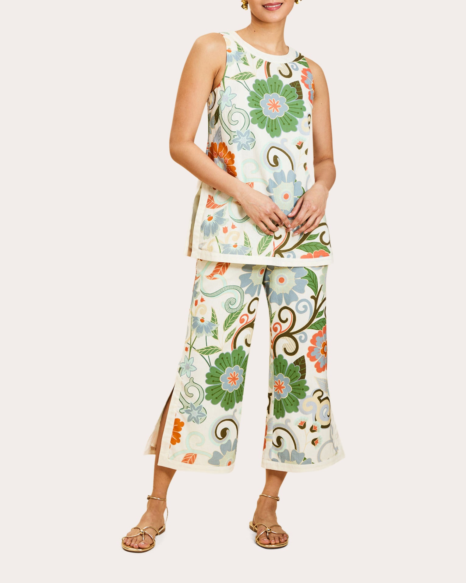 Judah Floral Cotton Cropped Flare Pants