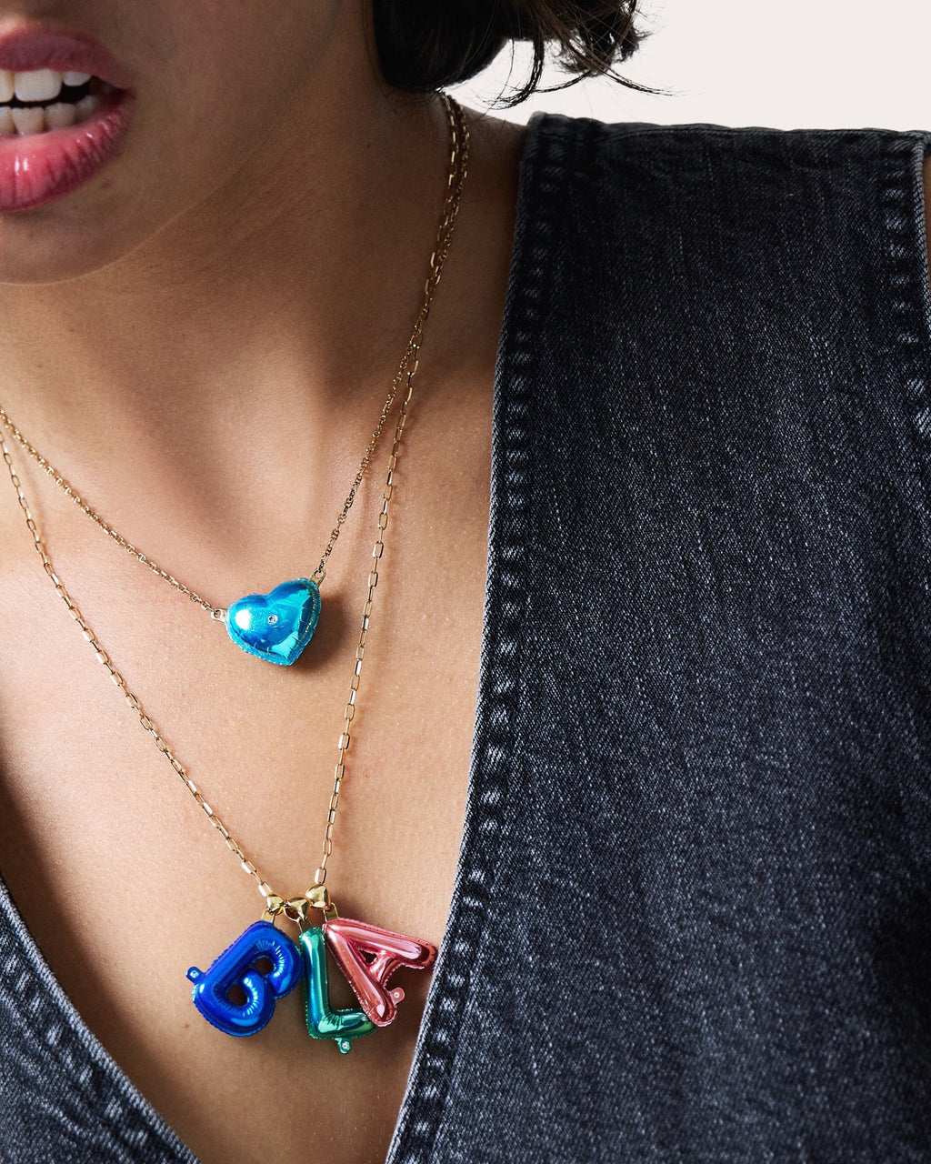 Diamond Large Heart Balloon Pendant Necklace