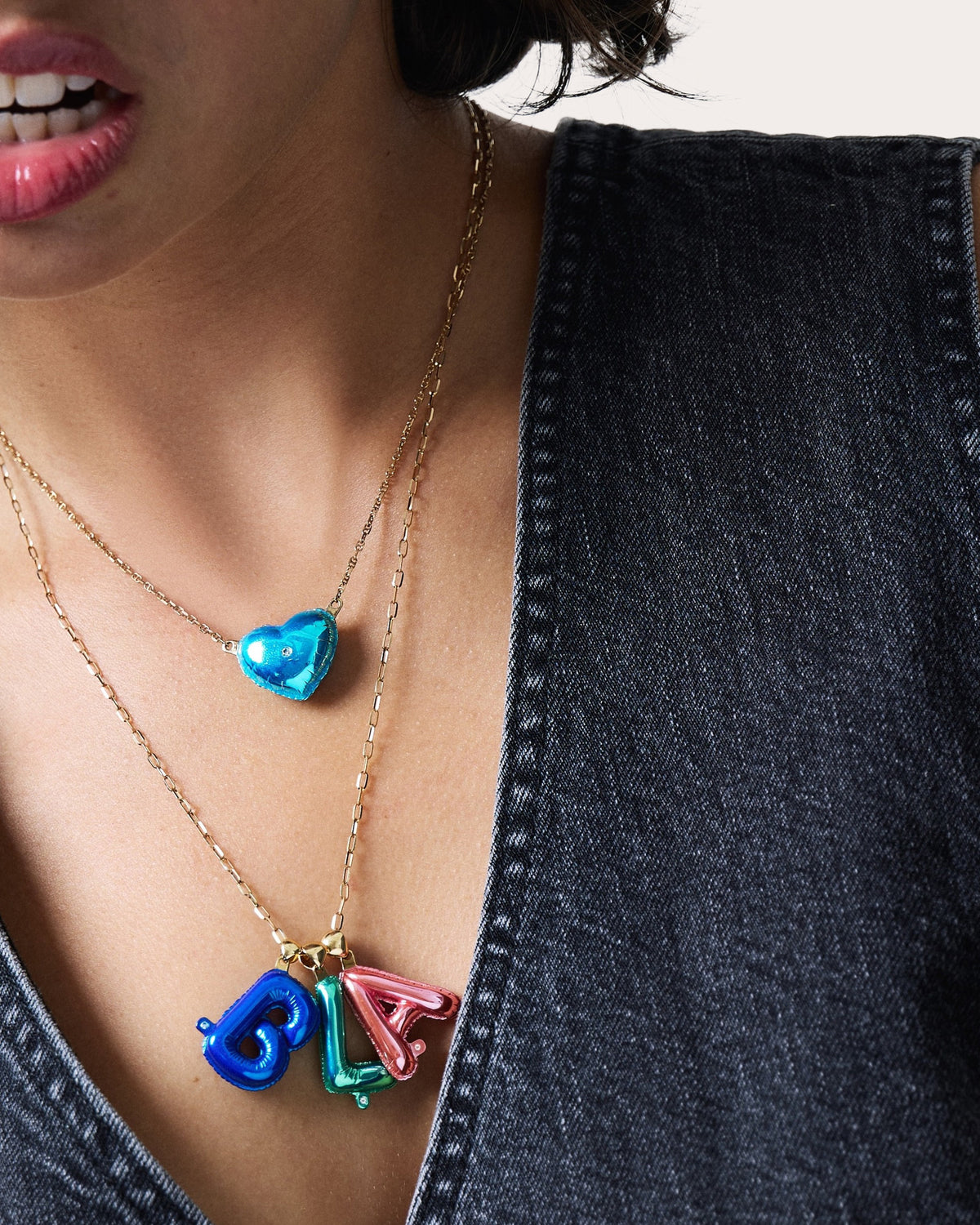 Diamond Large Heart Balloon Pendant Necklace