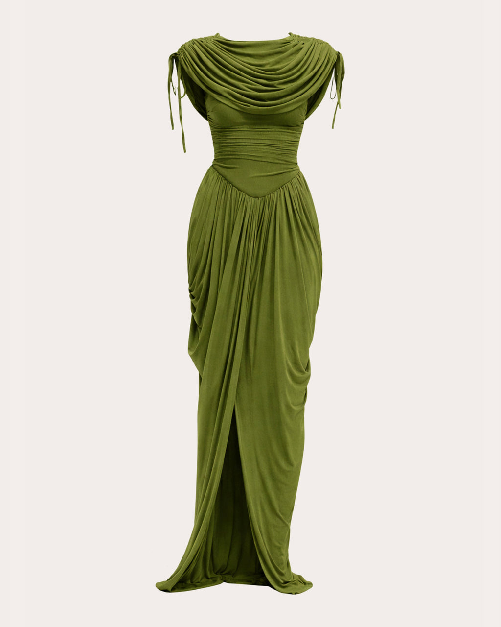 Katu Gathered Mesh Drop-Waist Cape Maxi Dress