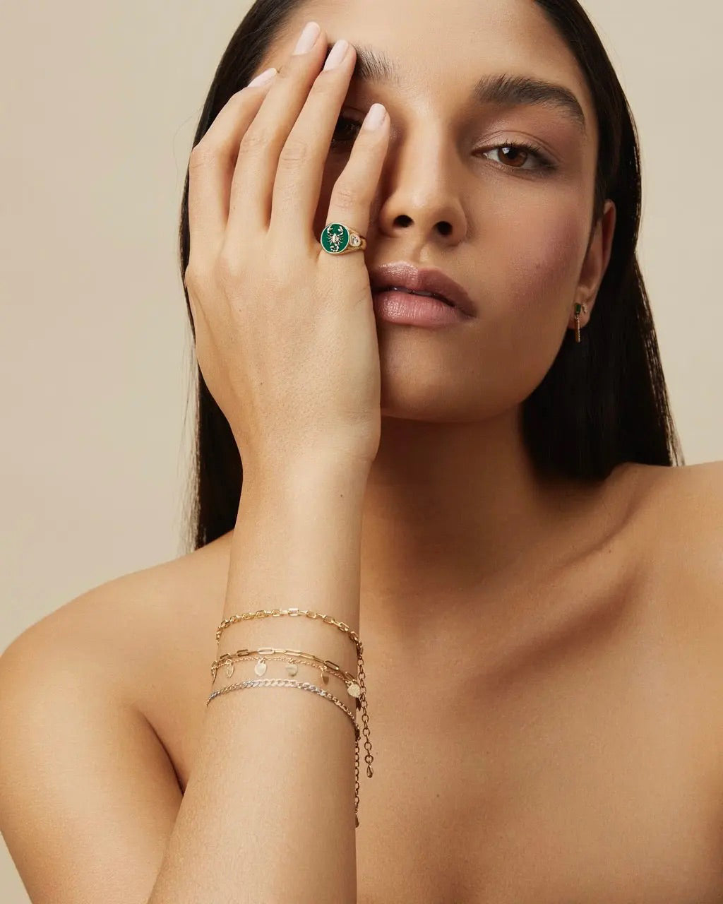 14k Gold Tri-Tone Curb Chain Bracelet
