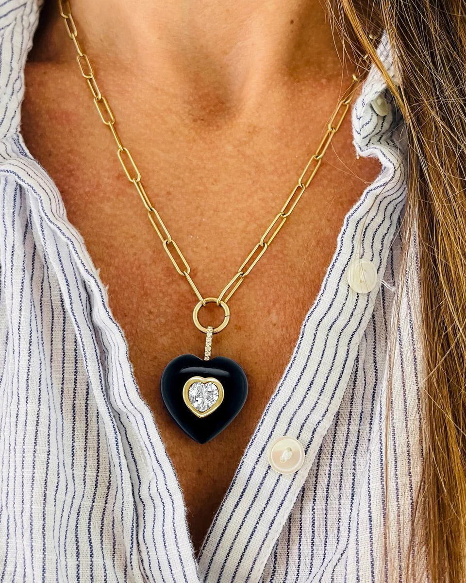 Black Onyx Carved Heart Pendant
