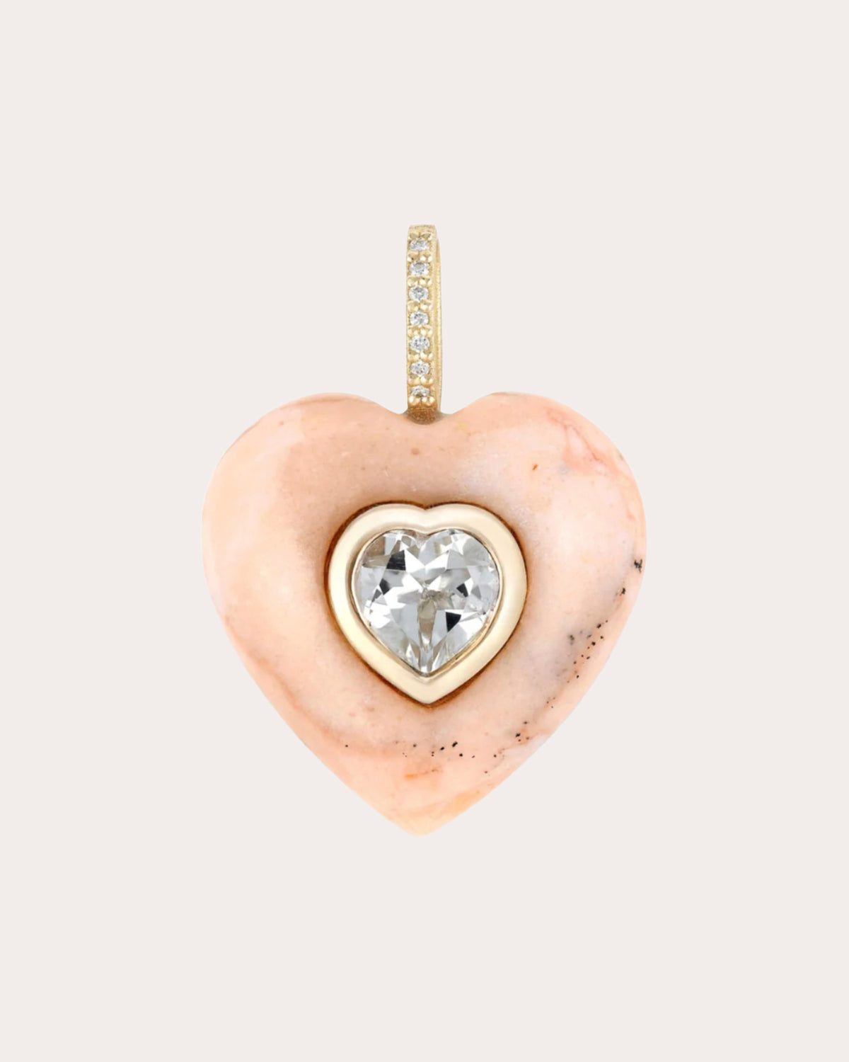 Pink Opal Carved Heart Pendant