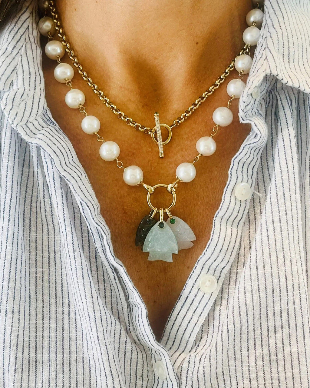 Labradorite & Blue Topaz Fish Pendant
