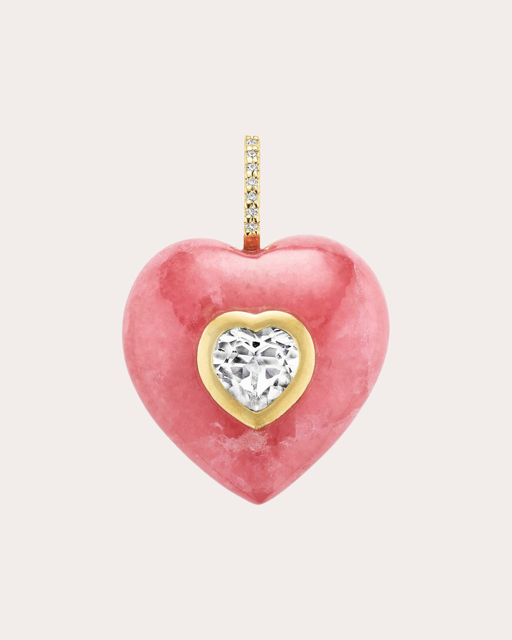 Pink Rhodochrosite Carved Heart Pendant