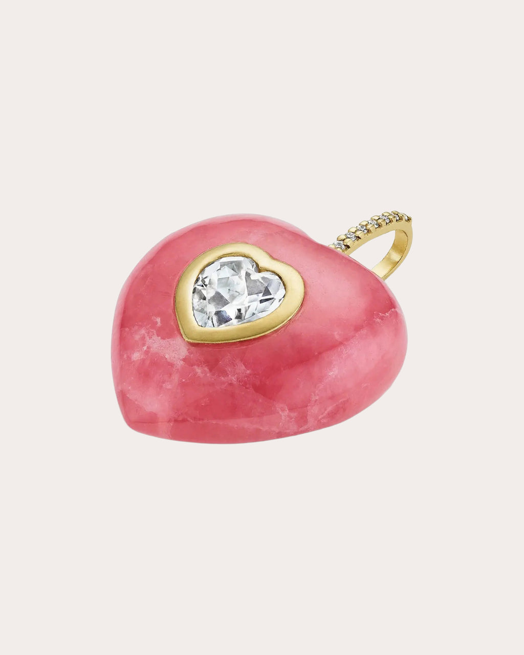 Pink Rhodochrosite Carved Heart Pendant
