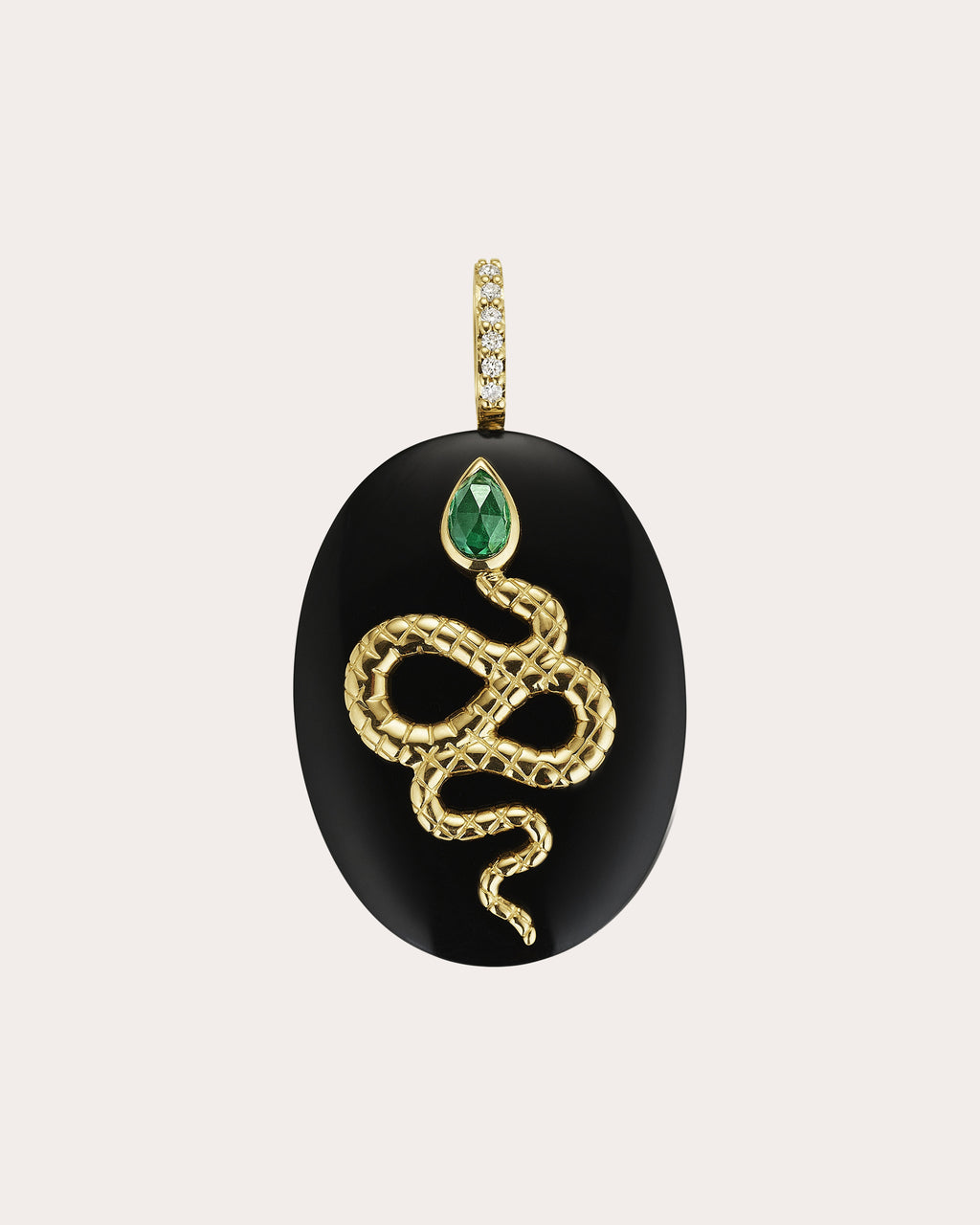 Large Black Onyx Serpent Cabochon Pendant