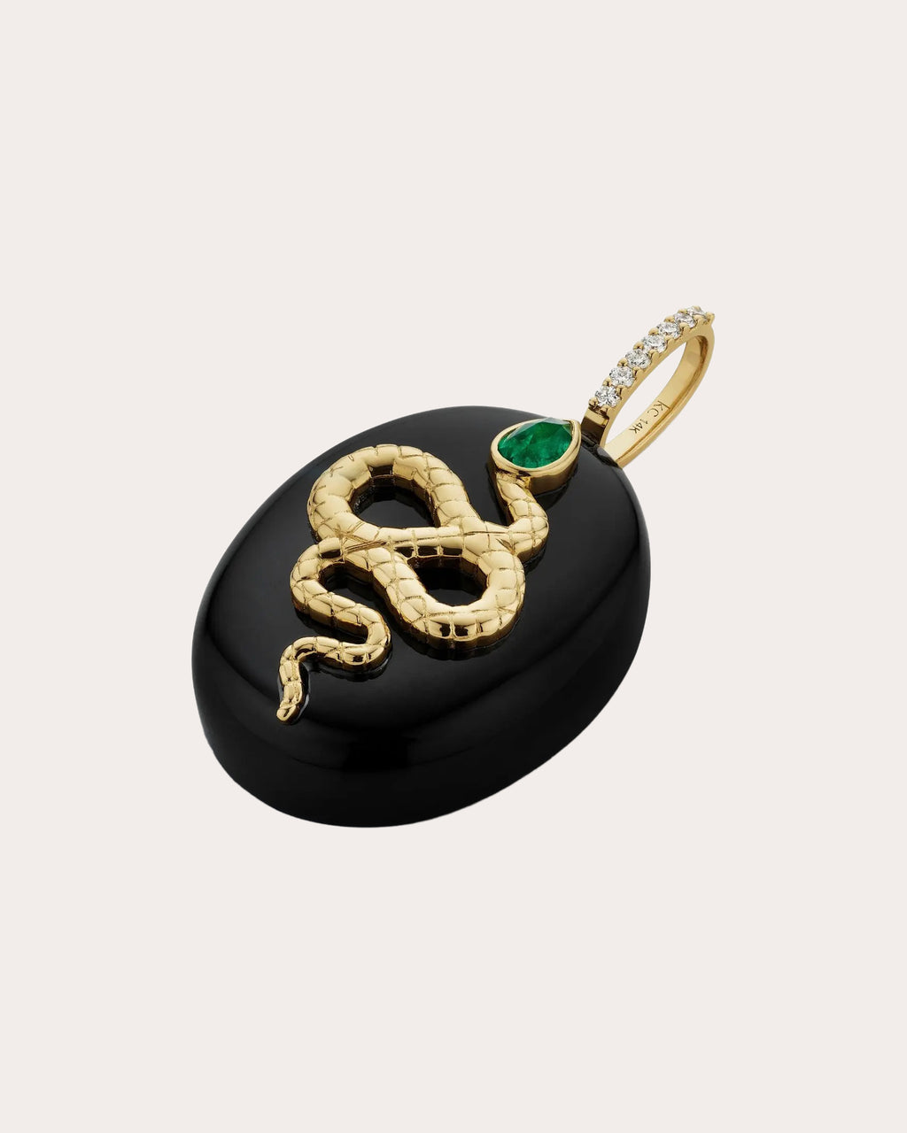 Large Black Onyx Serpent Cabochon Pendant