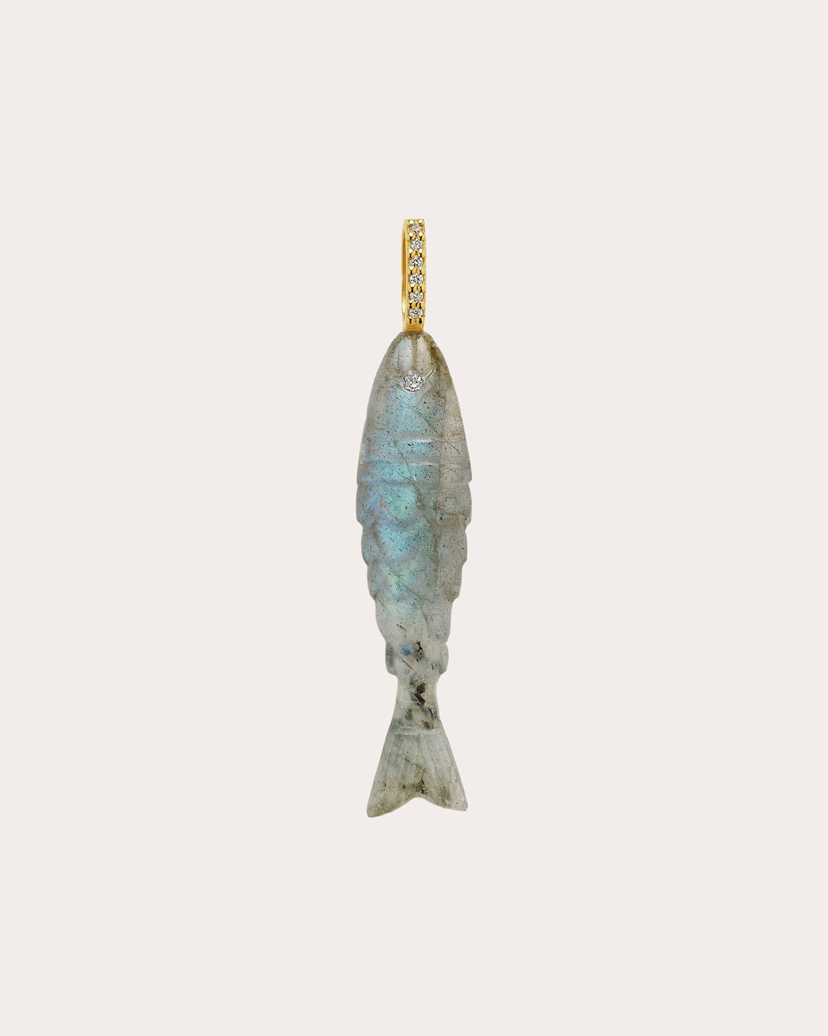 Labradorite & Diamond Fish Pendant