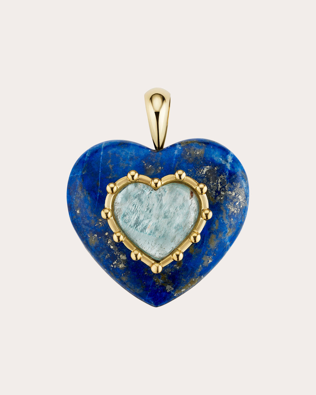 Lapis & Aquamarine Sacred Heart Pendant