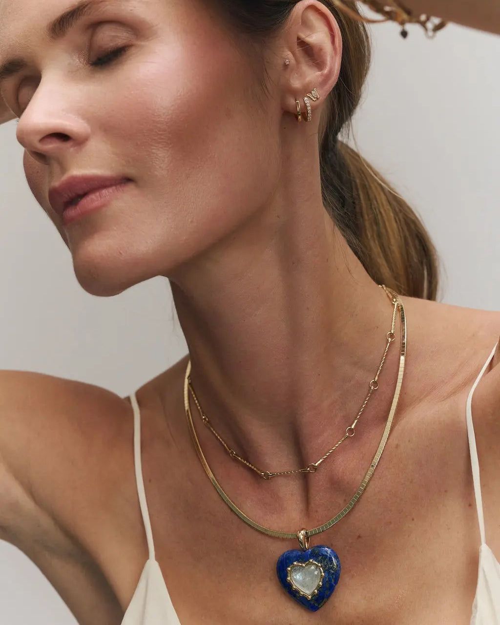 Lapis & Aquamarine Sacred Heart Pendant