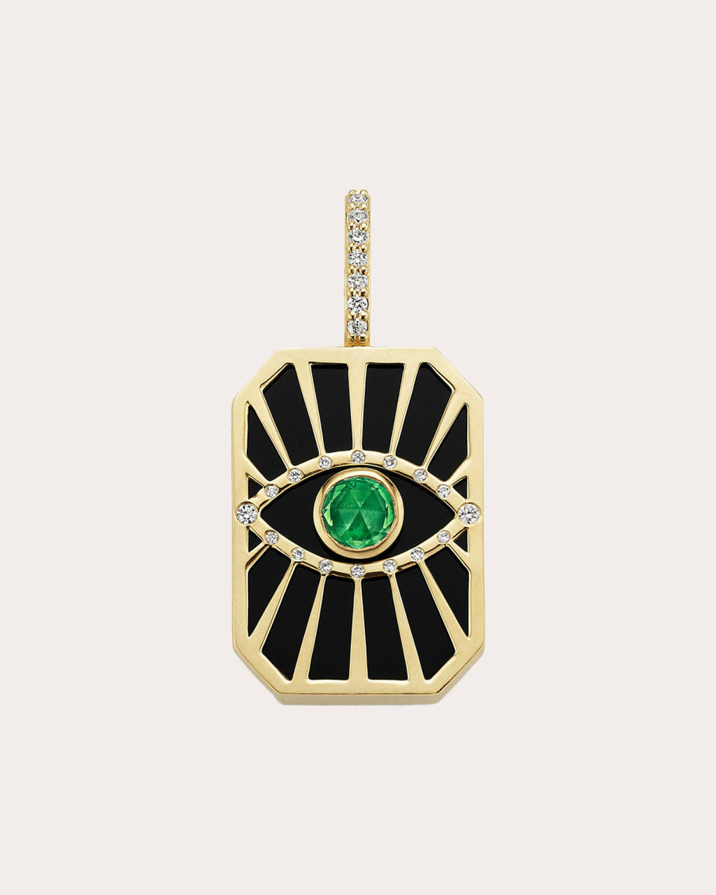Emerald & Black Onyx Evil Eye Sunburst Pendant