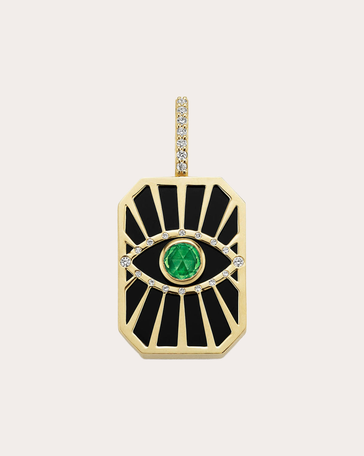 Emerald & Black Onyx Evil Eye Sunburst Pendant