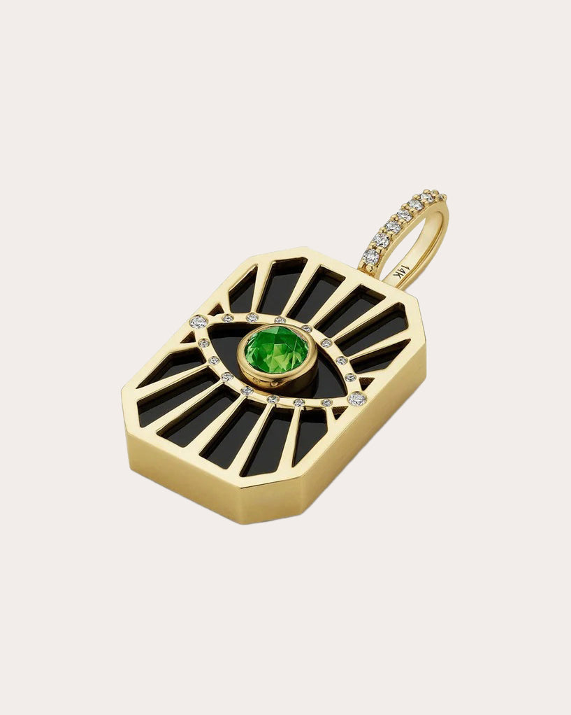 Emerald & Black Onyx Evil Eye Sunburst Pendant