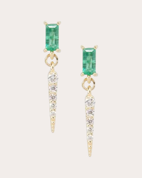 Emerald Baguette Drop Earrings