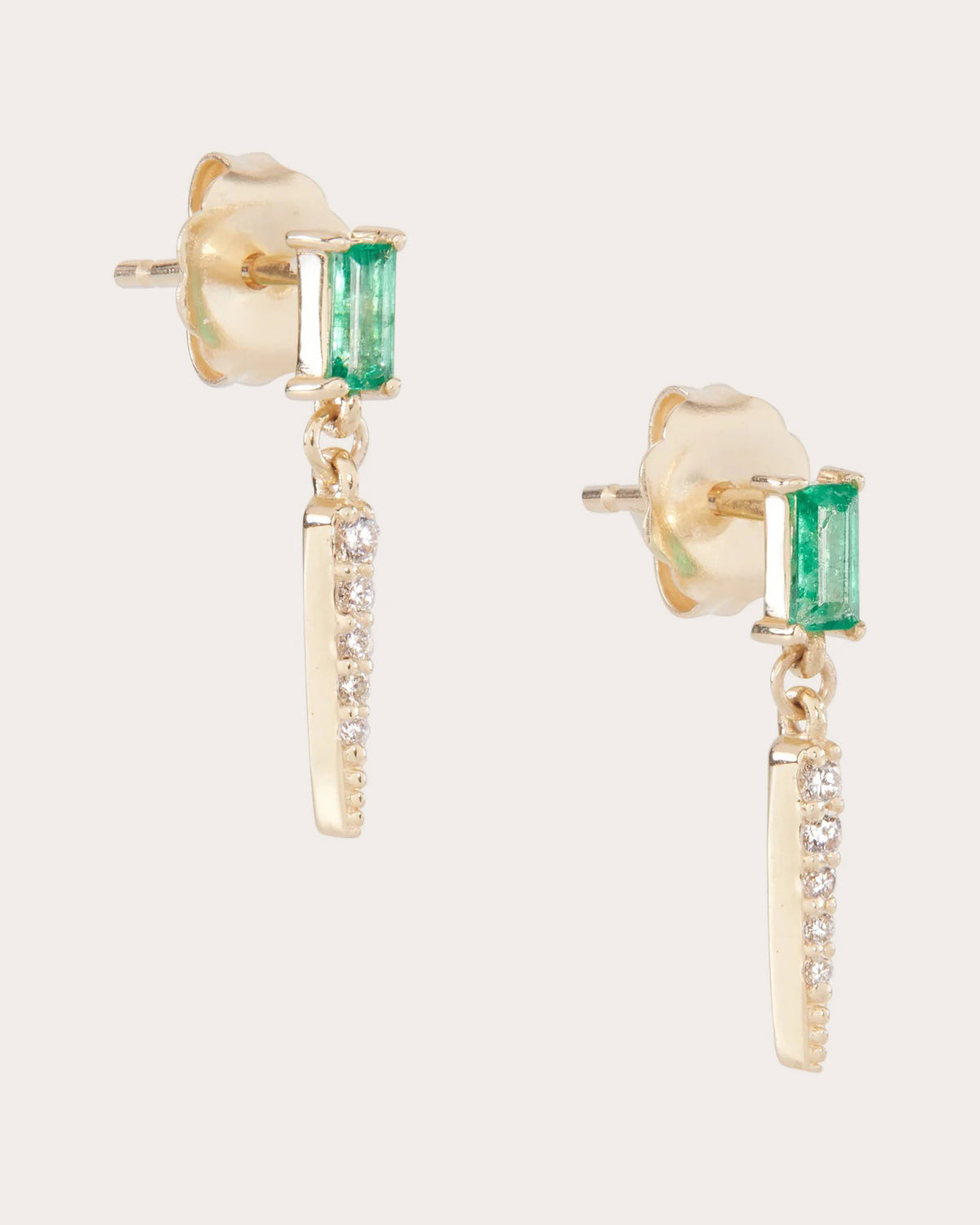 Emerald Baguette Drop Earrings