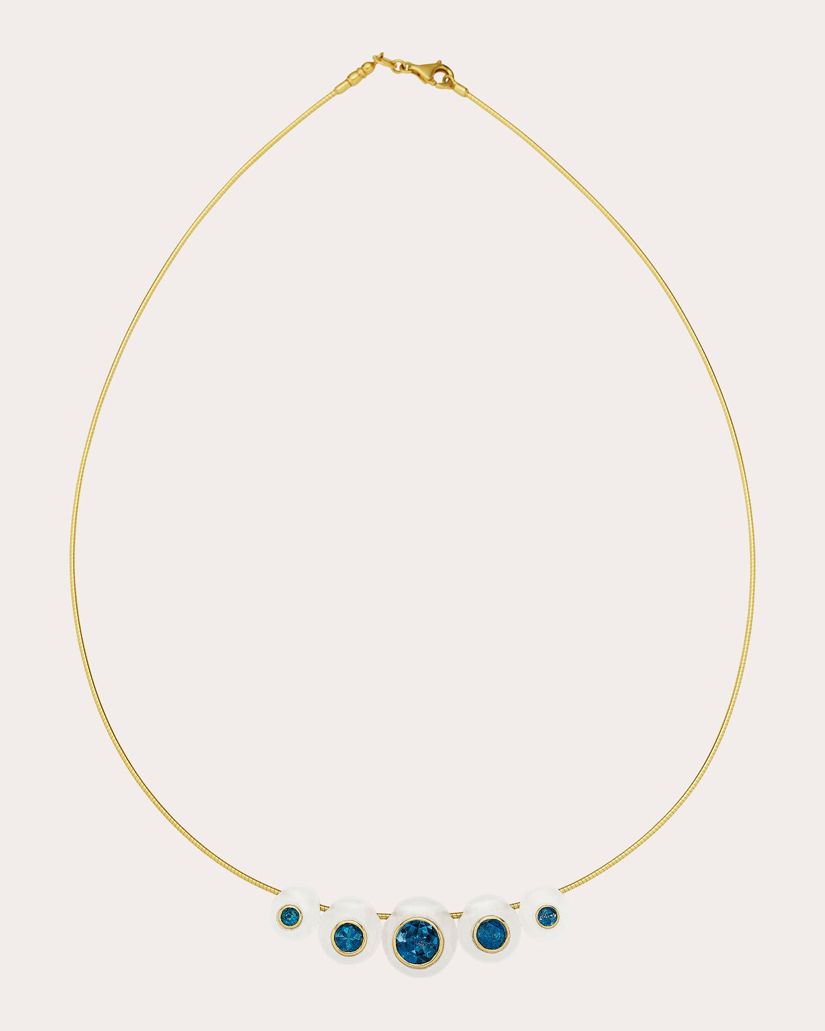 White Onyx & Blue Topaz Five-Bead Necklace