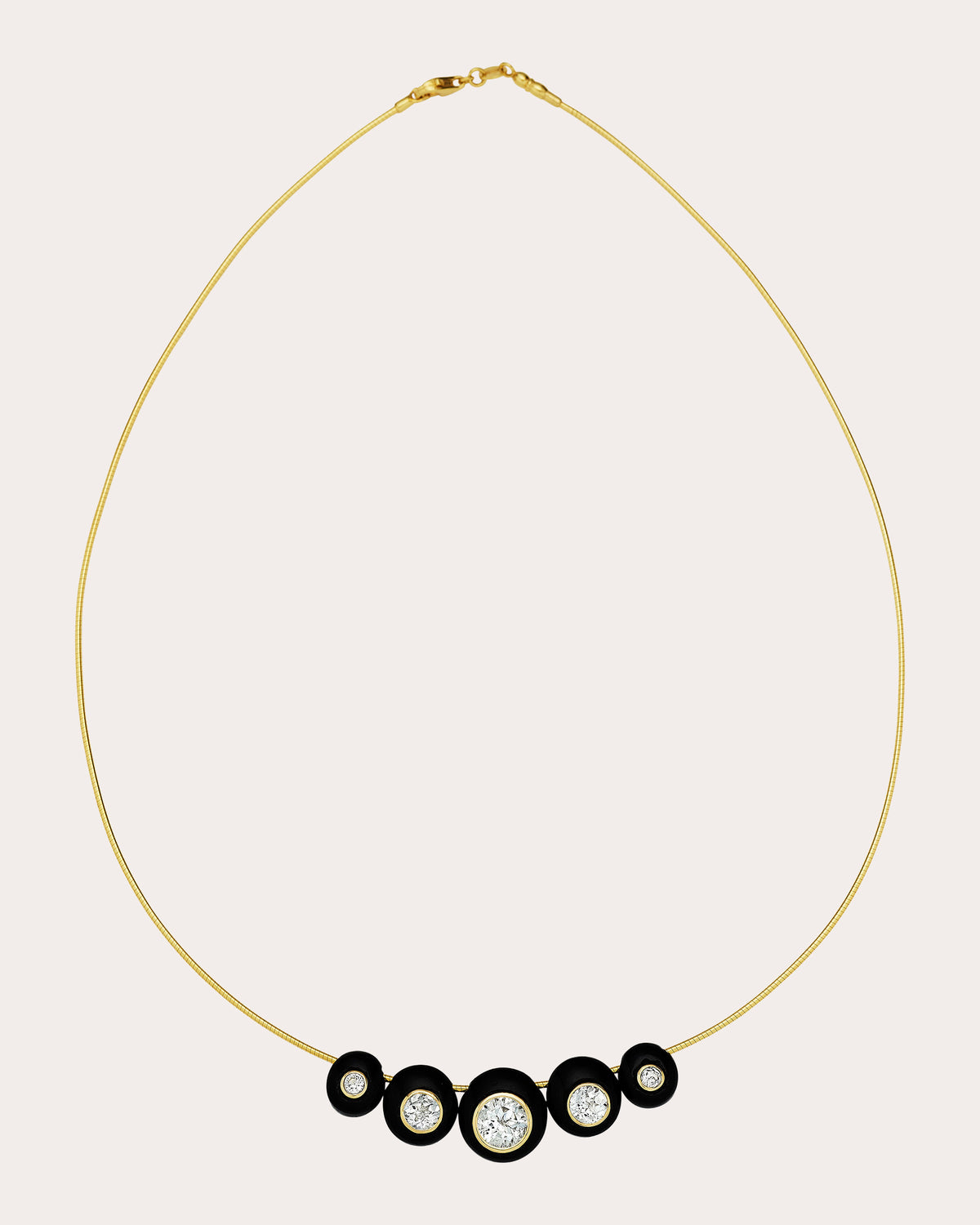 Black Onyx & White Topaz Five-Bead Necklace