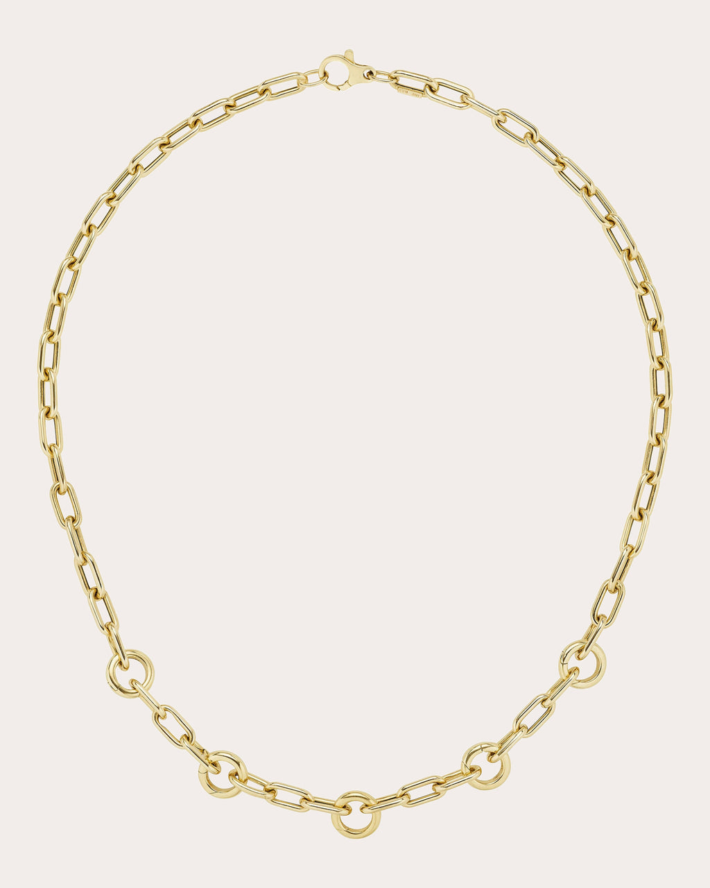 14k Gold Multi-Lock Elongated Link Necklace
