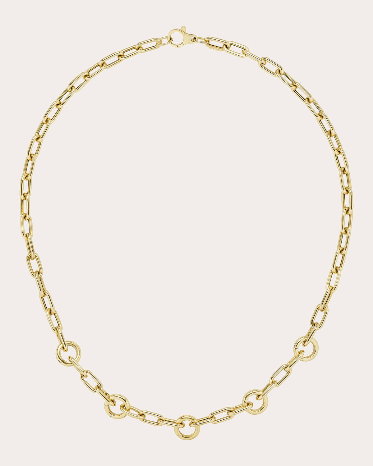 14k Gold Multi-Lock Elongated Link Necklace