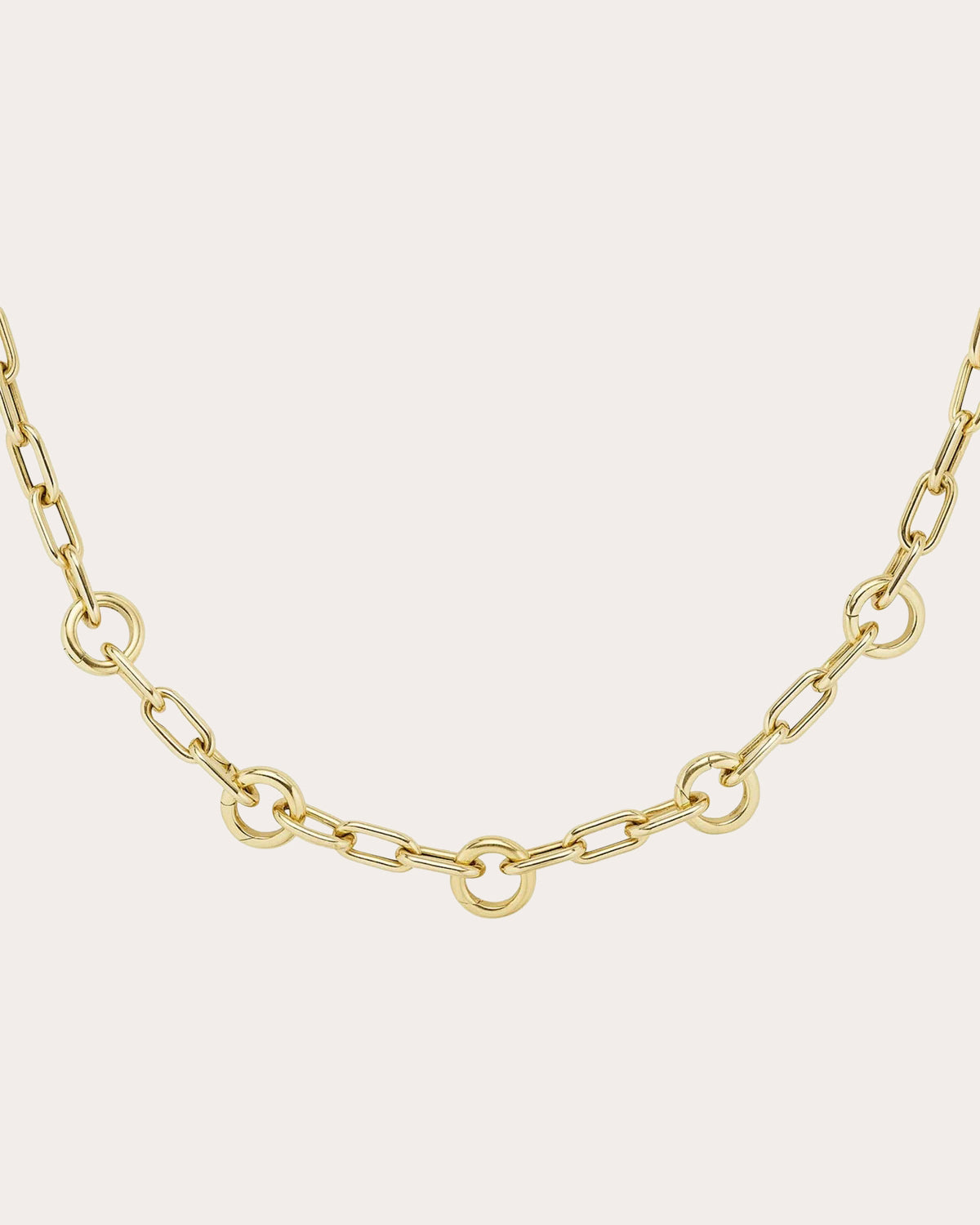 14k Gold Multi-Lock Elongated Link Necklace
