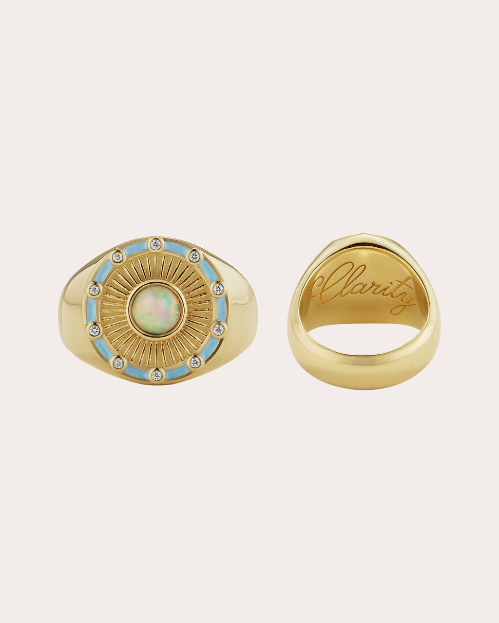 Opal Sunburst Signet Ring