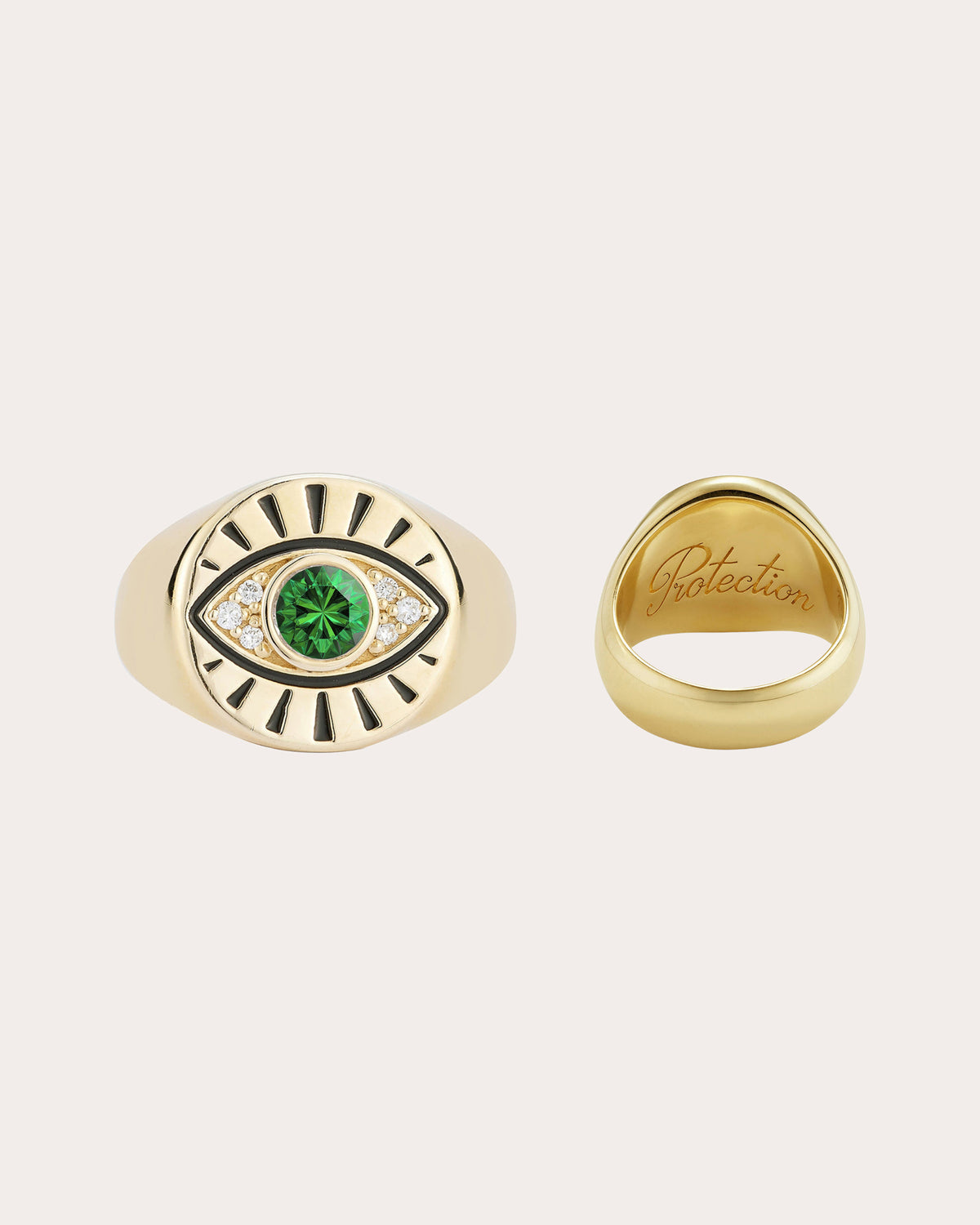 Emerald Protection Evil Eye Signet Ring