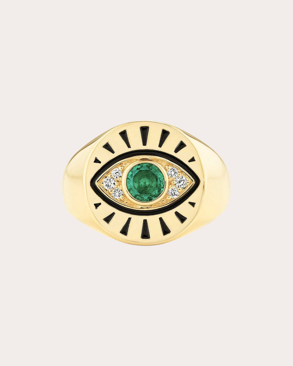 Emerald Protection Evil Eye Signet Ring