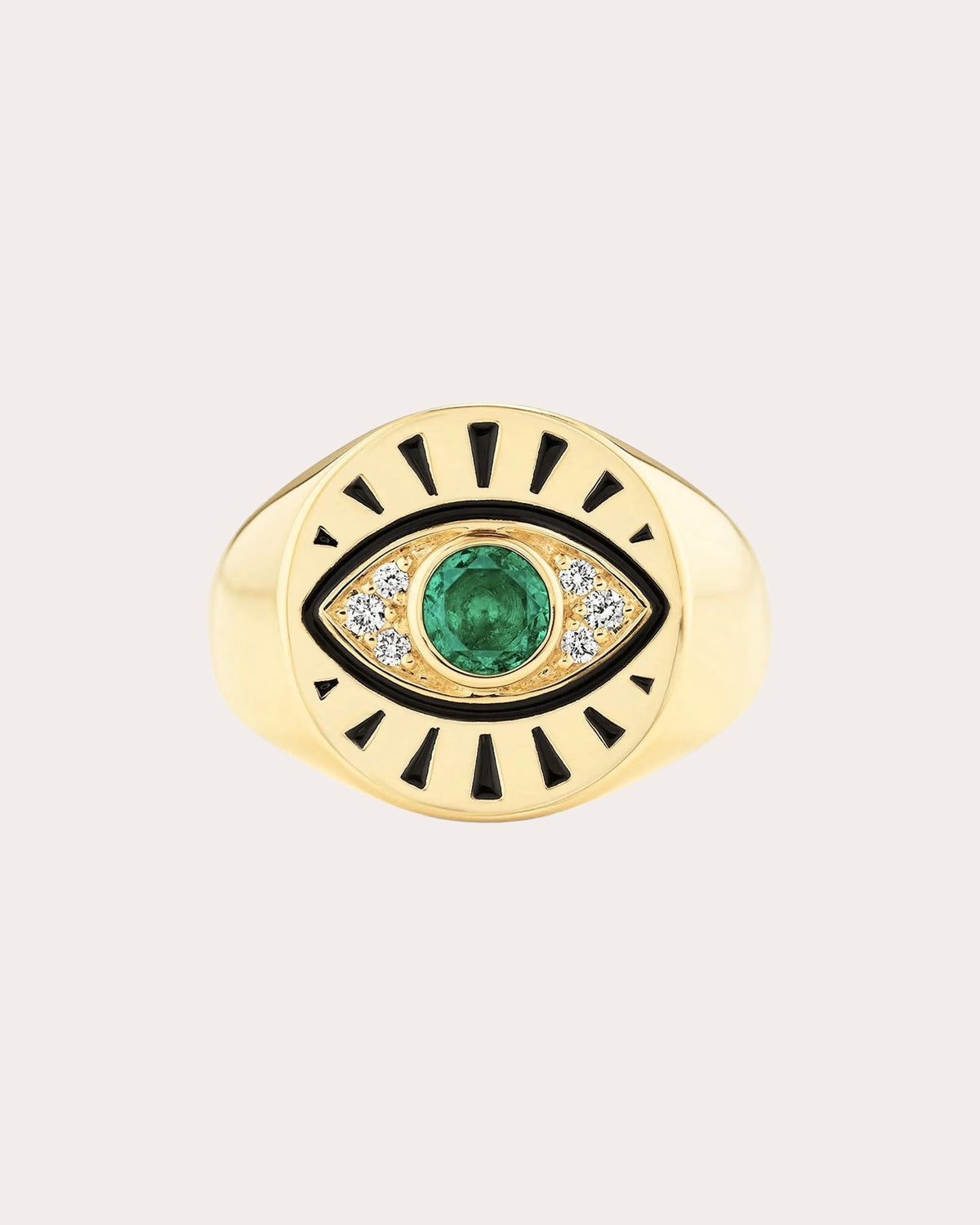 Emerald Protection Evil Eye Signet Ring