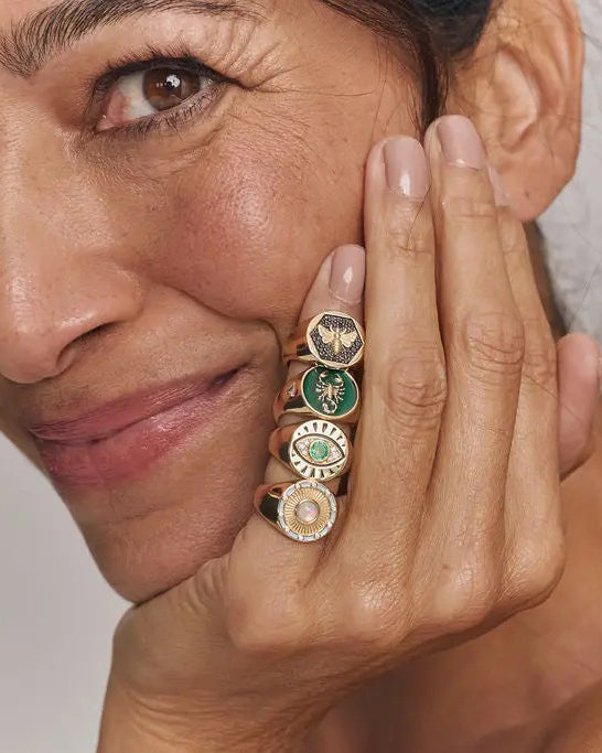 Emerald Protection Evil Eye Signet Ring