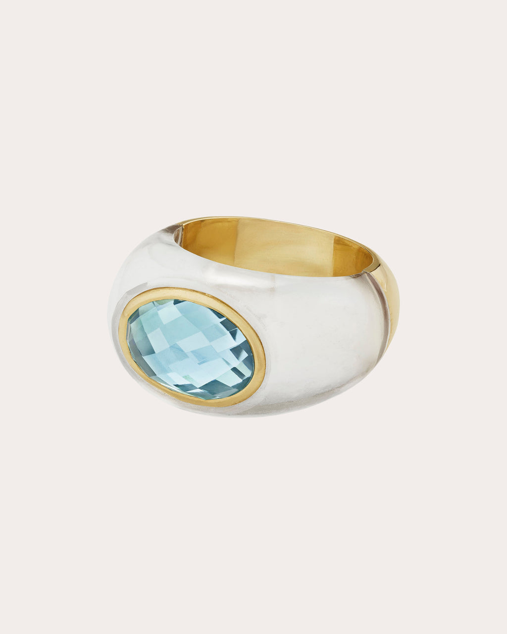 Crystal & Sky Blue Topaz Sculptural Ring