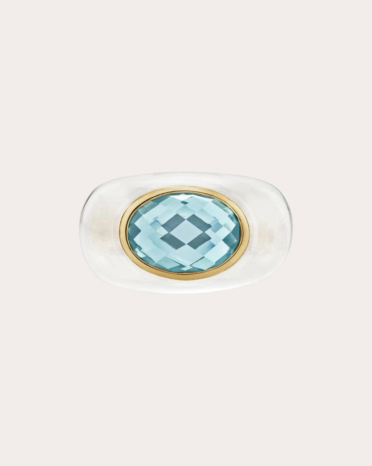Crystal & Sky Blue Topaz Sculptural Ring