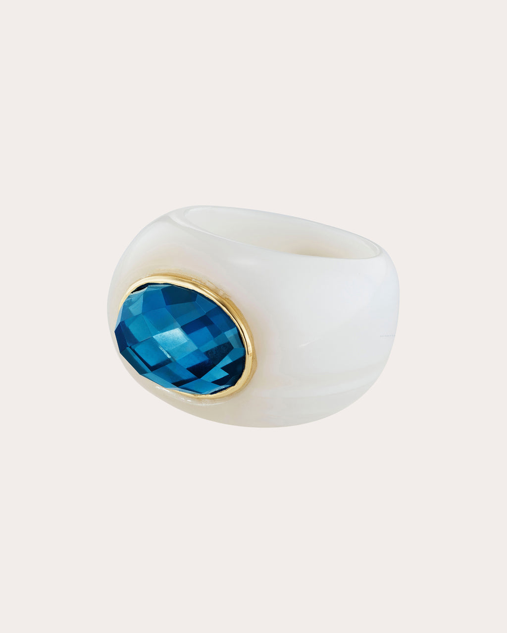 White Onyx & Blue Topaz Sculptural Ring