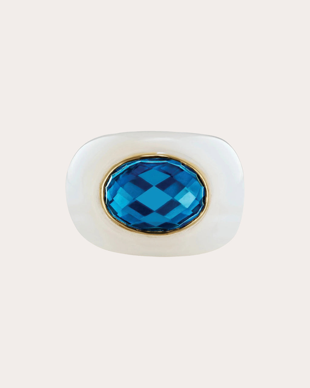 White Onyx & Blue Topaz Sculptural Ring