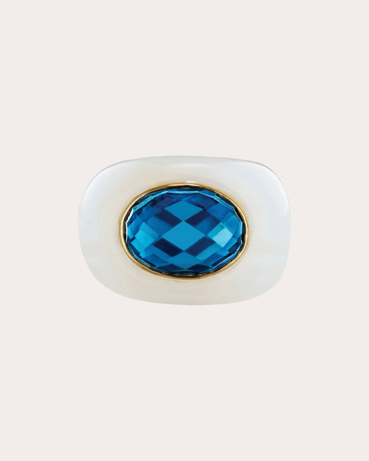 White Onyx & Blue Topaz Sculptural Ring