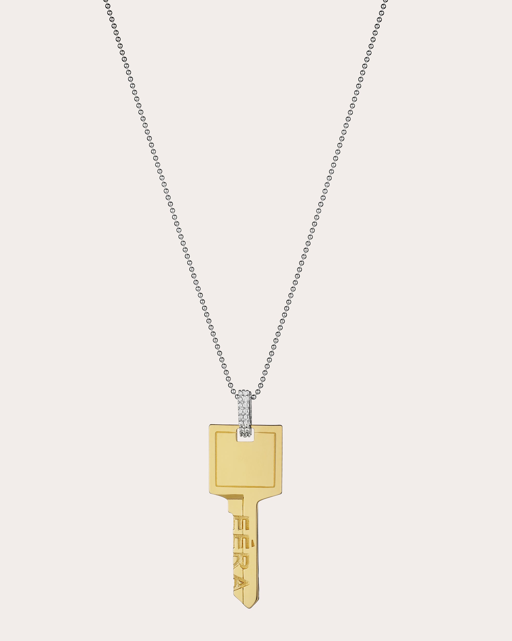 Diamond & Two-Tone Key Pendant Necklace