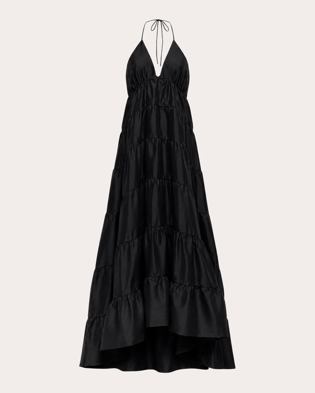 Kitty Olesia Taffeta Tiered Halter Gown