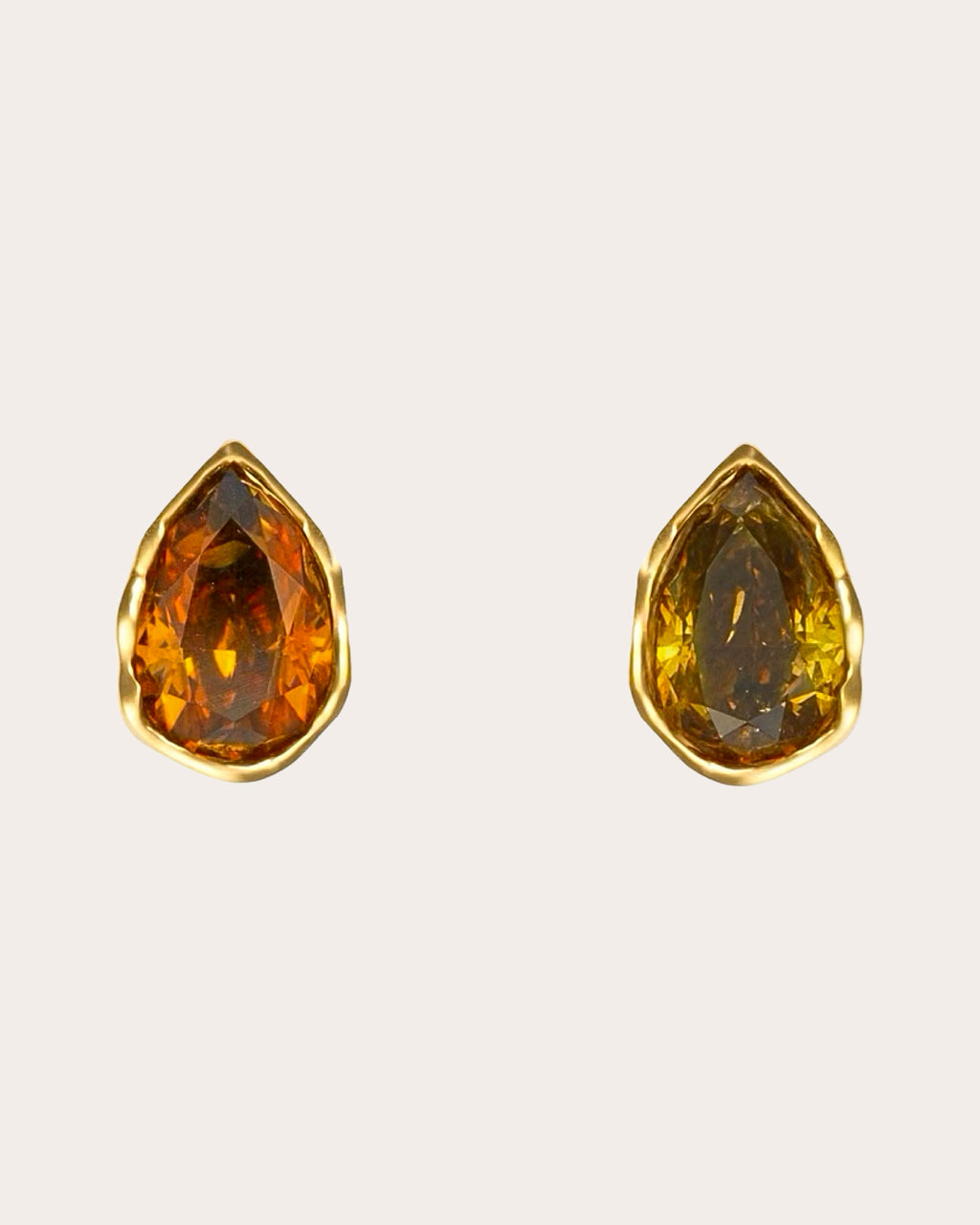Colored Diamond Bezel Pear Stud Earrings