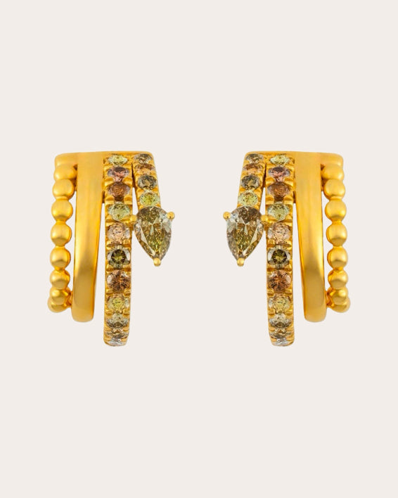 Colored Diamond Pavé Mixed Huggie Earrings